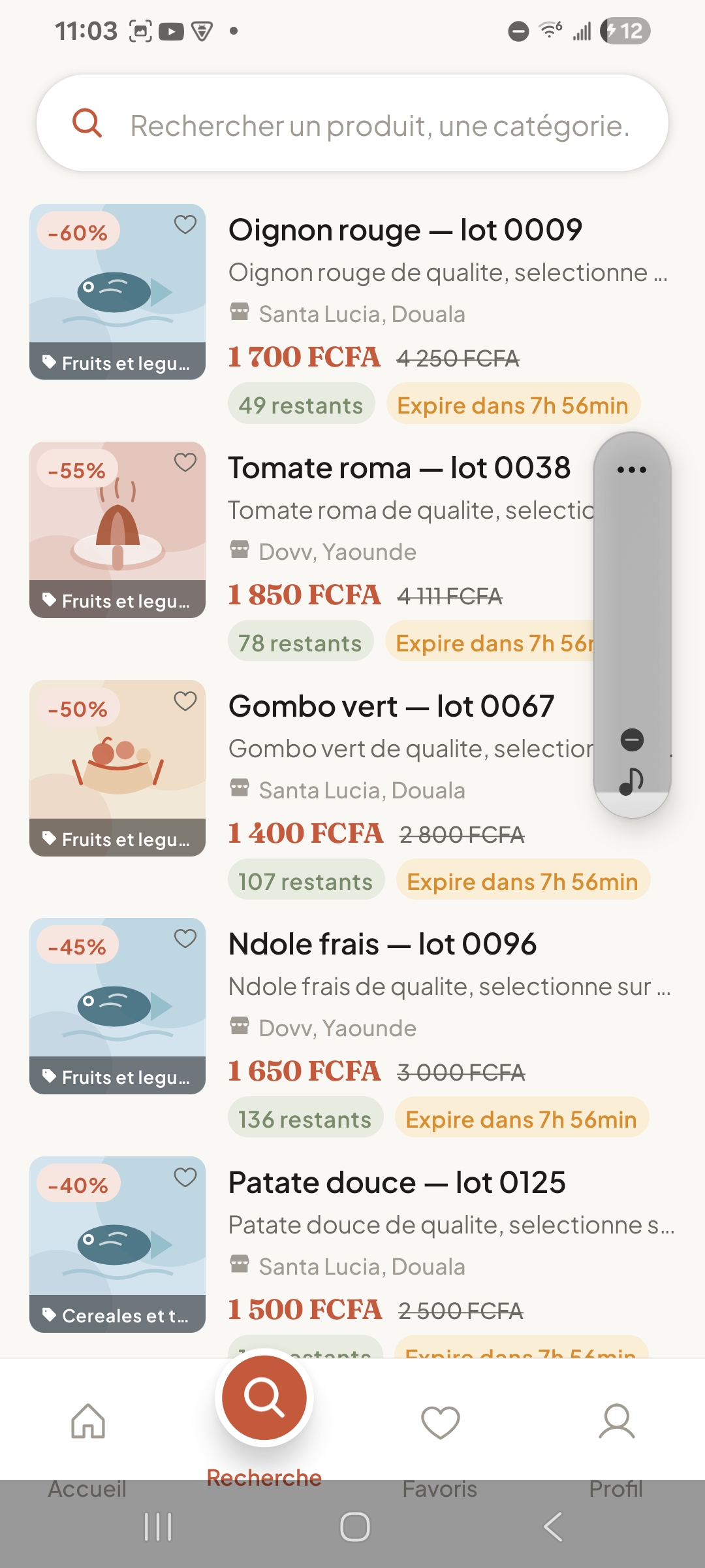 Recherche d'un produit